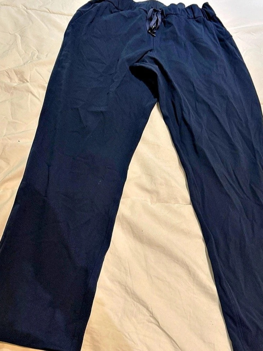 Lululemon On The Fly Crop Pants Women  Sz 8 Blue Straight Leg Silky Drawstring W